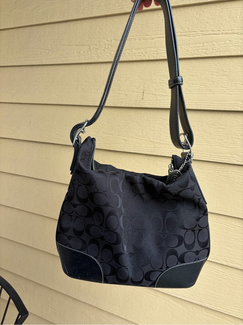 Black vintage Y2K coach Signature-Pattern Shoulder Bag - Women